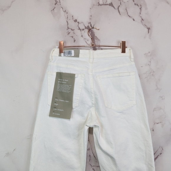 Everlane Jean The Cheeky Straight High Rise White Bone Ankle Crop Zip Denim - Picture 8 of 12